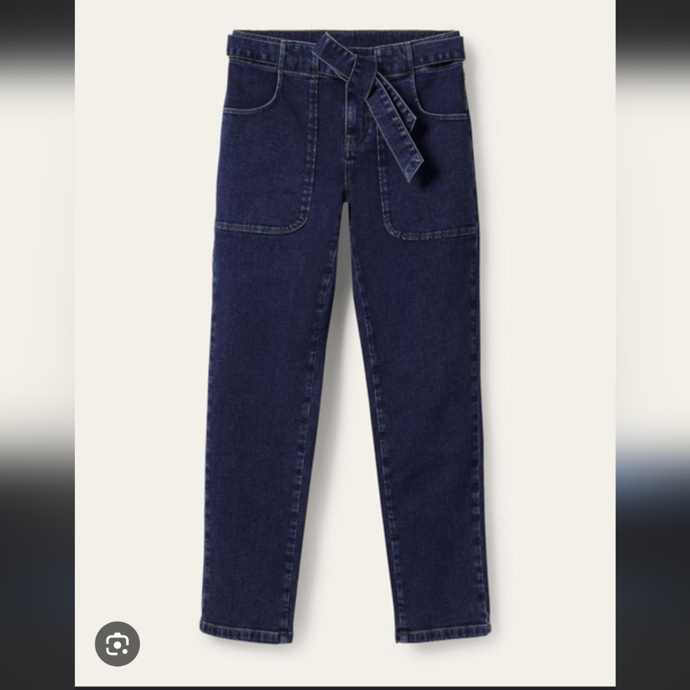 Boden Dark Blue Patch Pocket Girlfriend Jeans